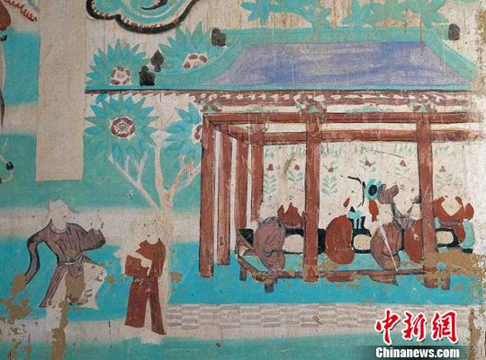图为莫高窟第146窟—饮宴图(五代)。敦煌研究院供图 图为莫高窟第146窟—饮宴图(五代)。敦煌研究院供图